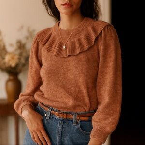 Doen Azaria Alpaca Blend Sweater in Coral Size Small